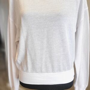 PINK Victoria's Secret White Open-Weave Scoop Pullover
